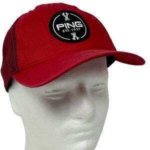Ping Golf Patch Trucker Hat Cap Red Golfing Golfer Snapback 5 Panel 110 One Ten